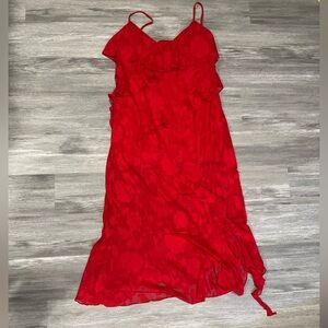 Altar'd State Floral Ruffle Red Maxi Dress XL